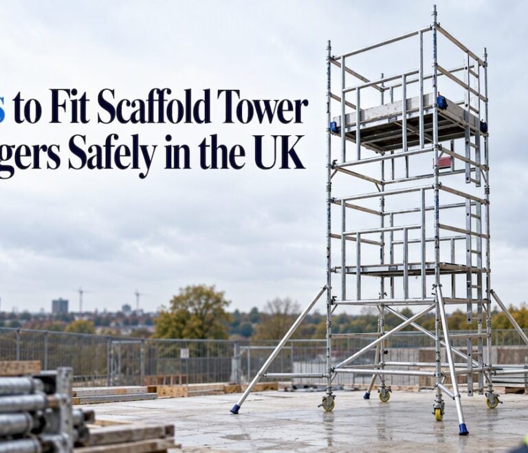 Scaffold tower fitted with safety outriggers