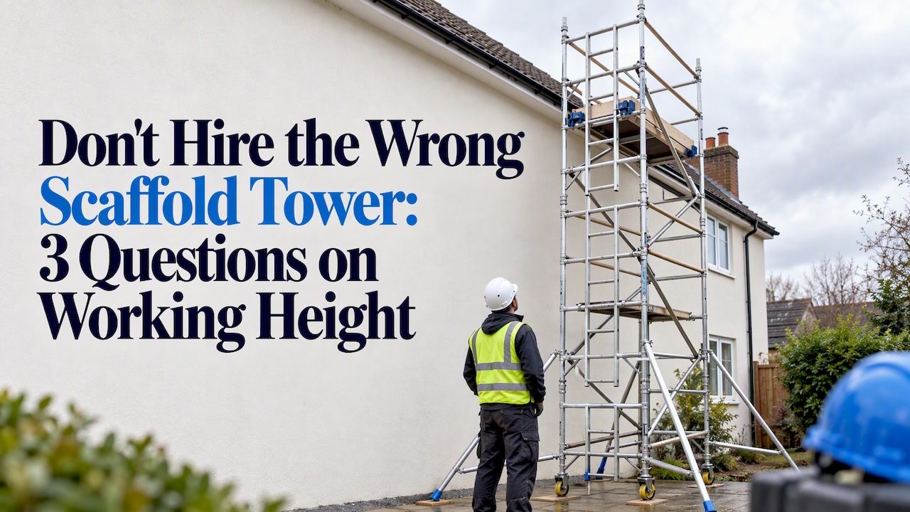 Industrial scaffold tower beside UK building