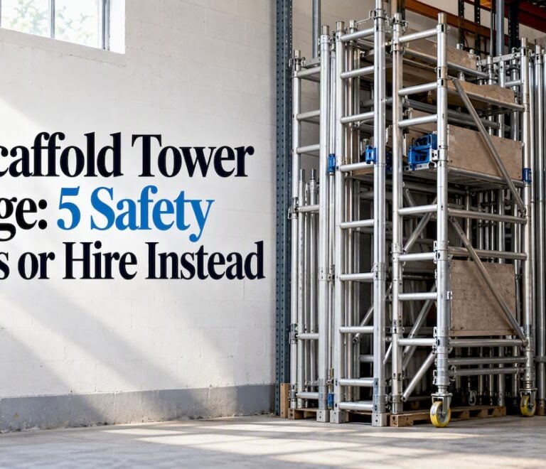 Scaffold tower frames stored safely on edge