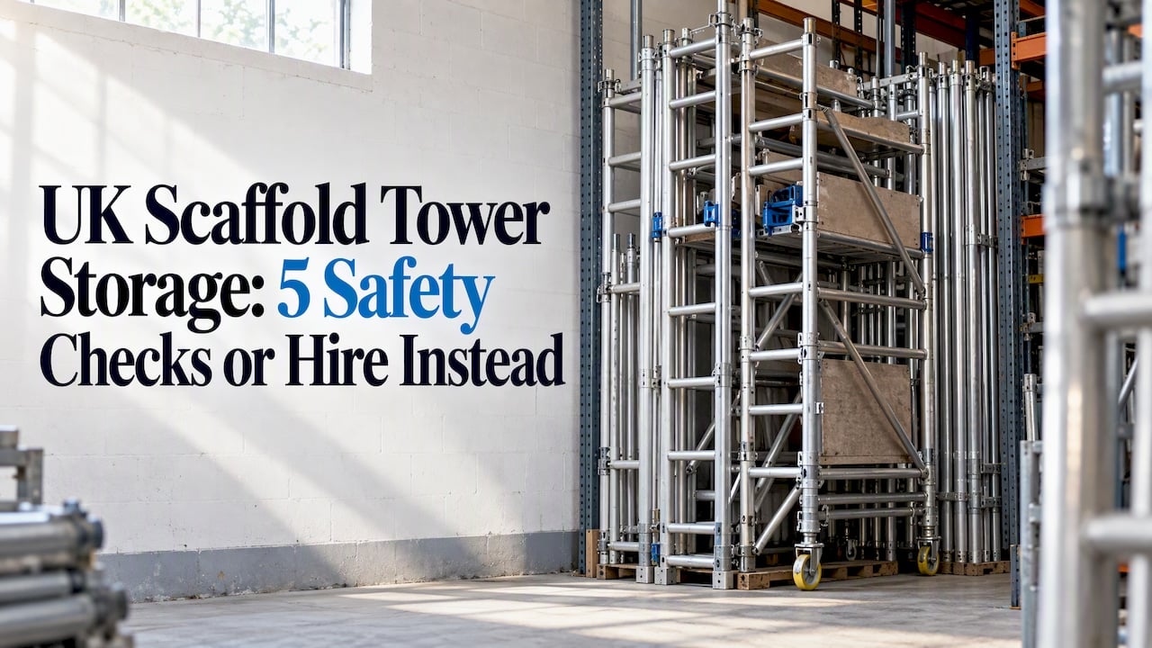 Scaffold tower frames stored safely on edge